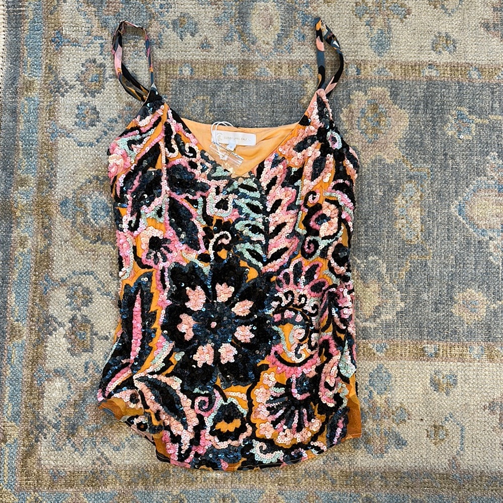 Corey Lynn Calter Orange Pink Graphic Fitted Camisole